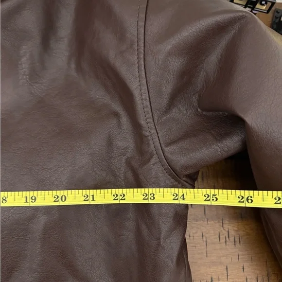 Abercrombie & Fitch Dark Brown Vegan Leather Jacket - Picture 10 of 12
